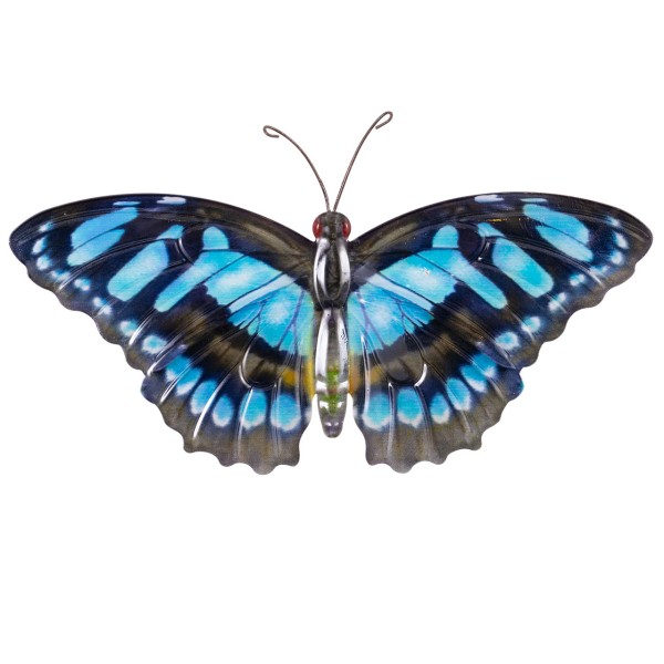 Wanddeko Metall 35cm Butterfly BLUE TIGER
