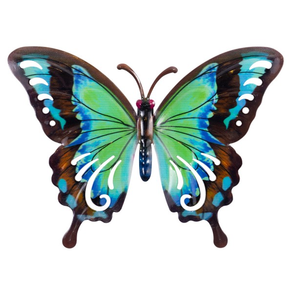 Wanddeko Metall 27cm Butterfly TEAL (4Stk)