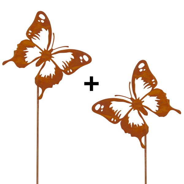 Edelrost Pflanzenstecker - Butterfly Duo