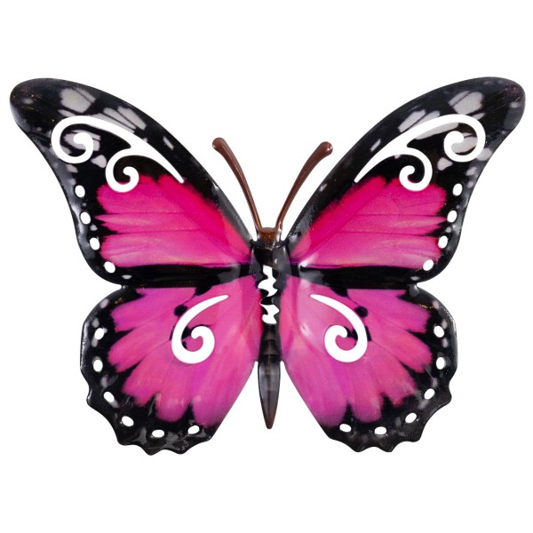 Wanddeko Metall 24cm Butterfly PINK