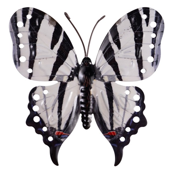 Wanddeko Metall 22cm Butterfly ZEBRA (4Stk)