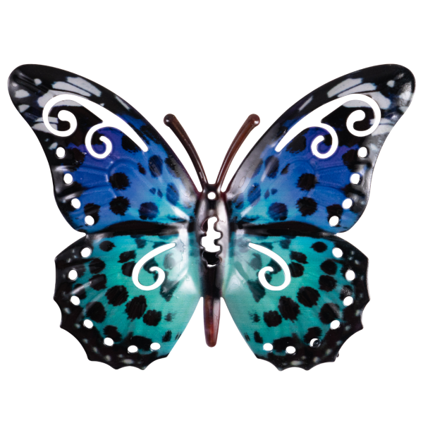 Wanddeko Metall 17cm Mini Butterfly BLUE DOTS